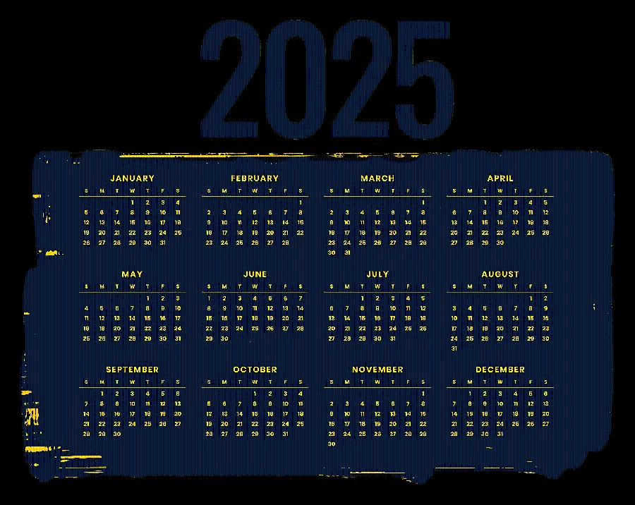 2025 Gregorian Calendar Photo Download PNG No Background for Special Designs