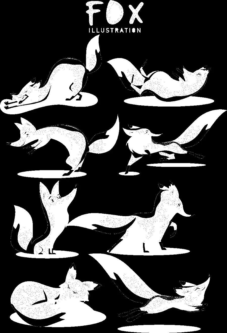 Fox Painting Background with Different Models for Sticker Pack