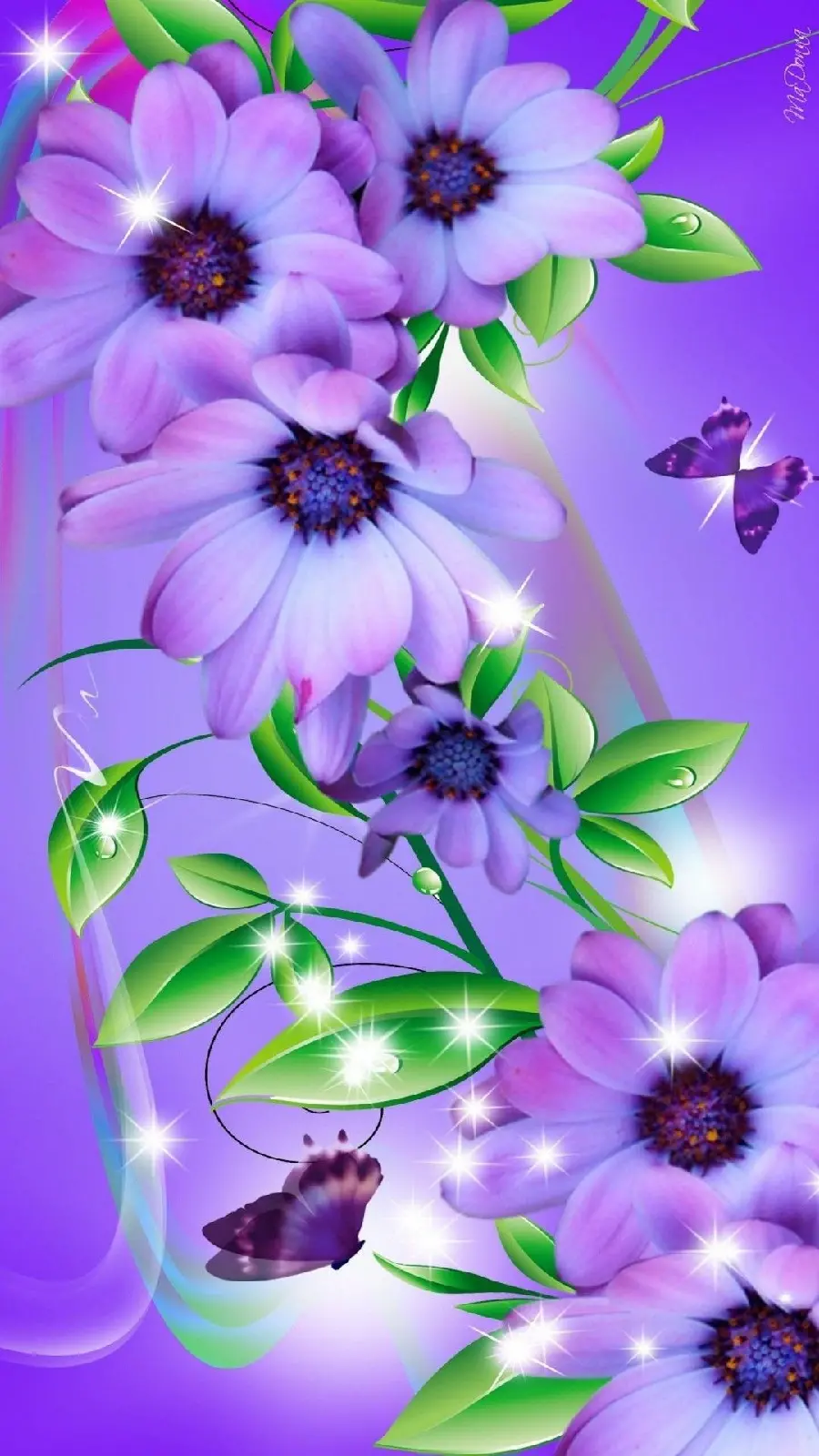 High Quality Photo of Cute Lilac Flowers and Butterflies for iPhone