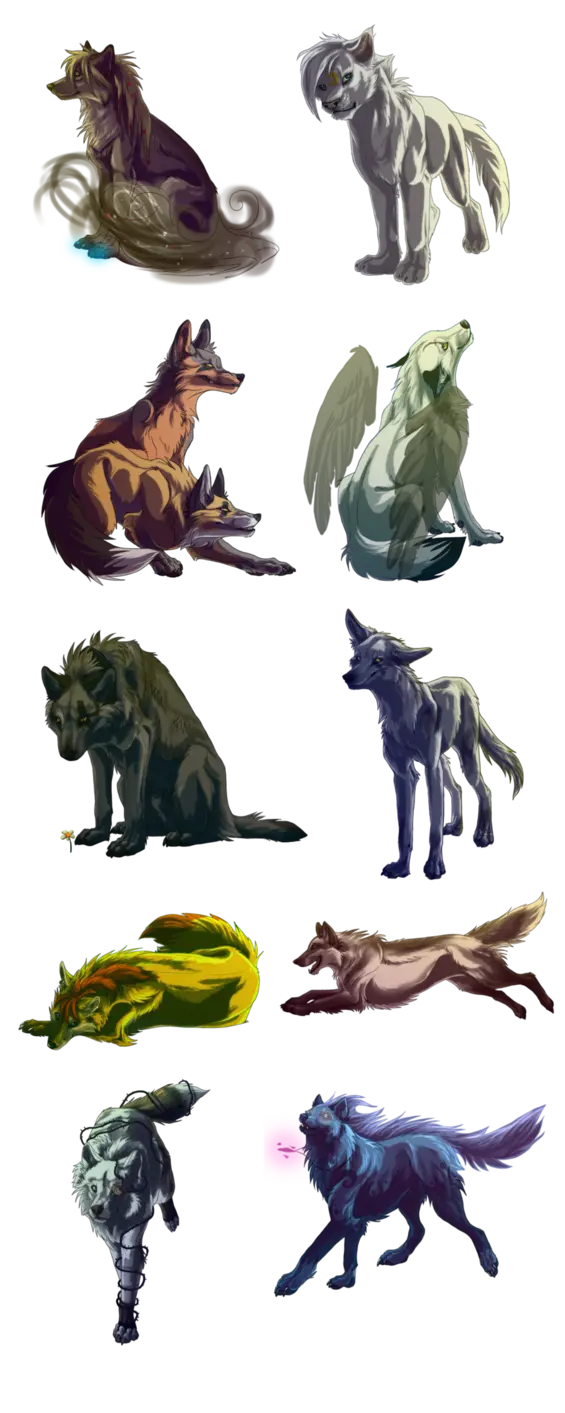 Amazing pictures of cartoon wolves in a frame