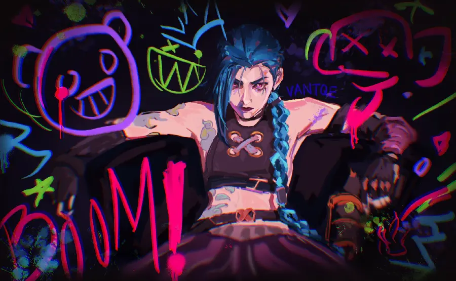 Download Jinx image on colorful background