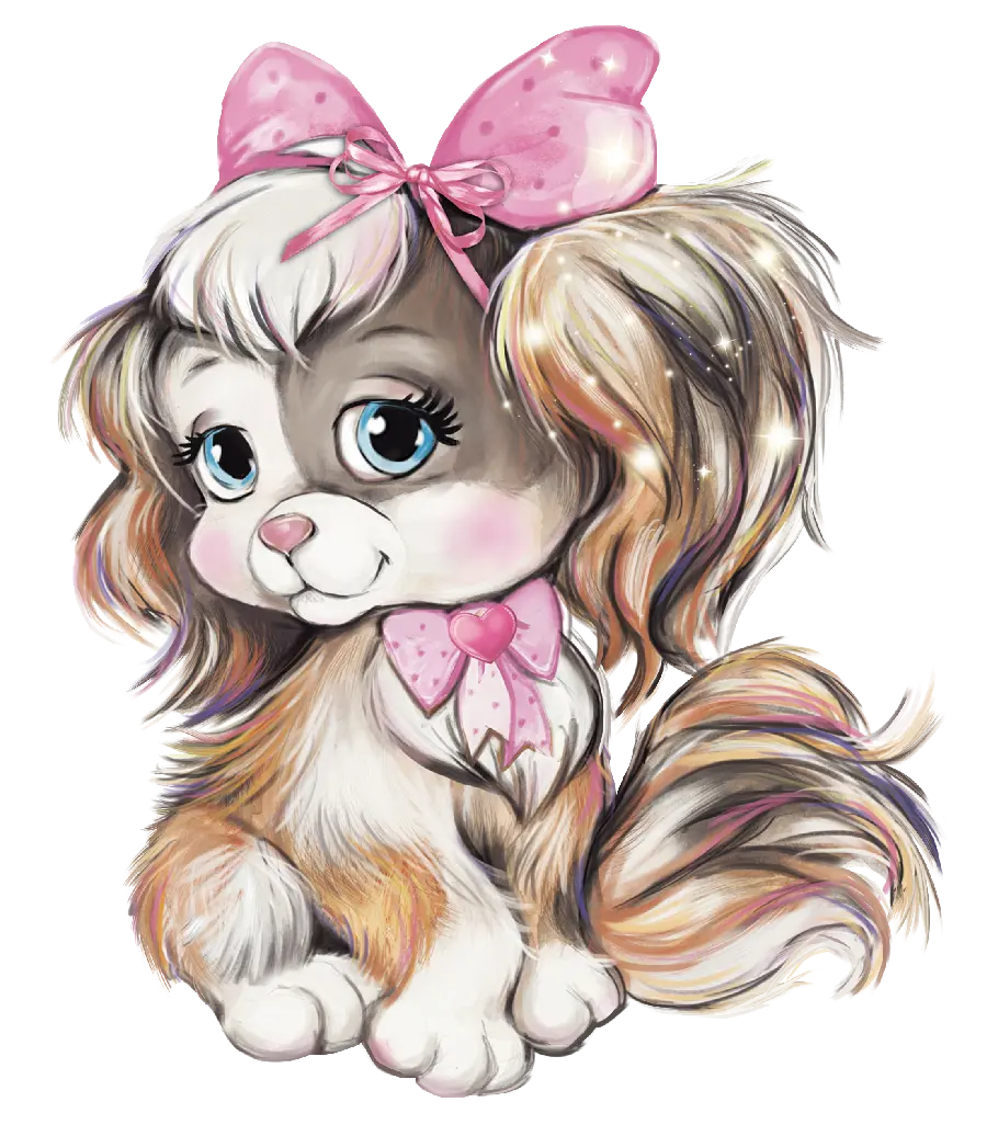 Girl's profile picture of a dog drawing with a pink bow