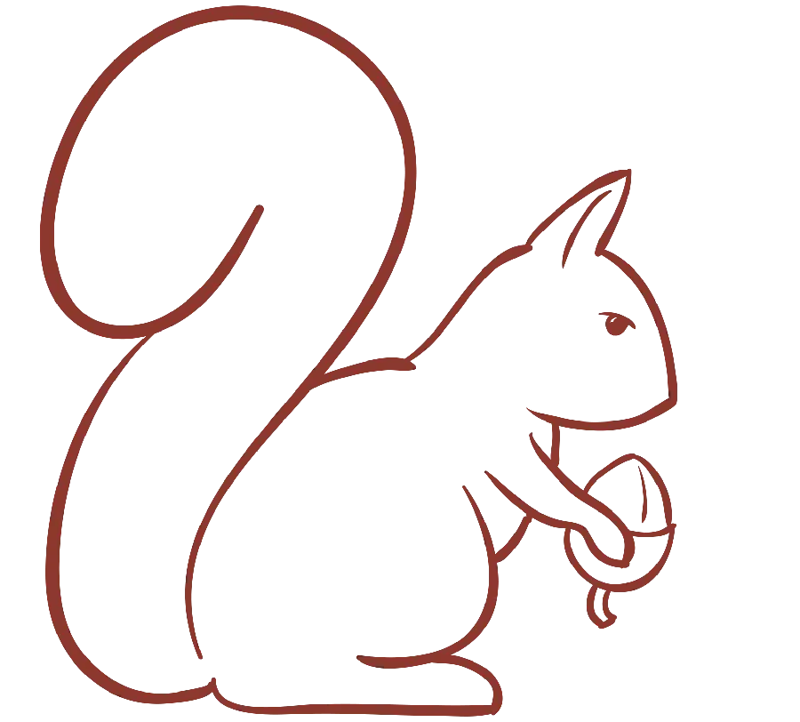 Download a hand-drawn image of a cute squirrel on an oak tree