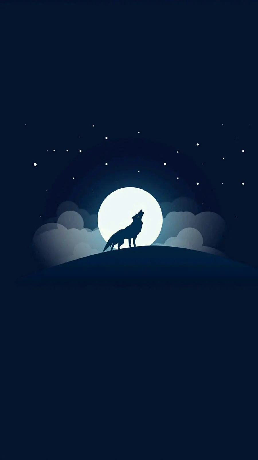 A graphic image of a wolf howling in the full moon for a mobile background