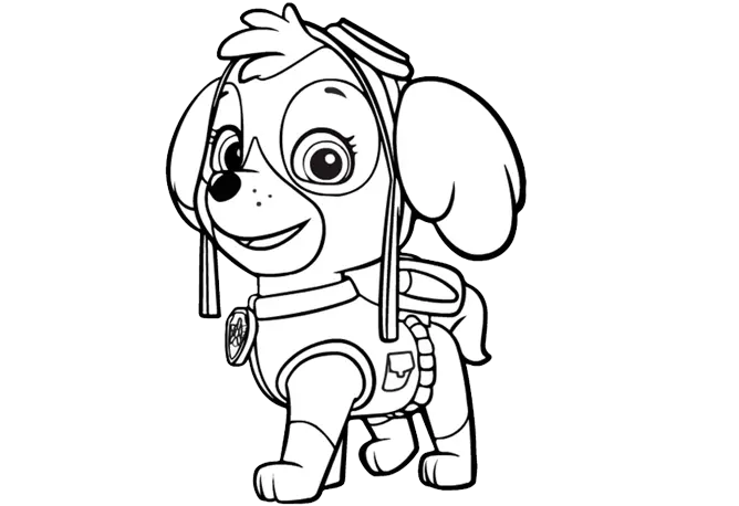 Cartoon image of black and white dog PNG painting for children's book