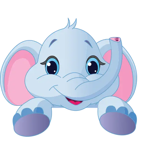 Bright Colored Cartoon Elephant for Printing