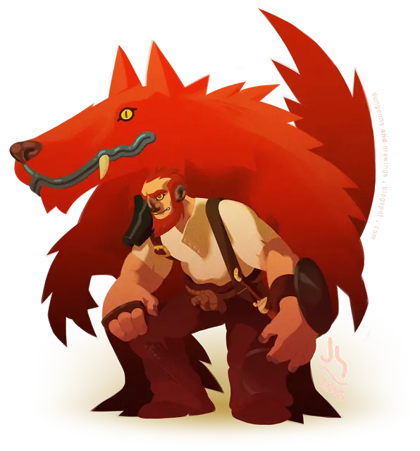 Cartoon dire wolf man background photo as high quality png file