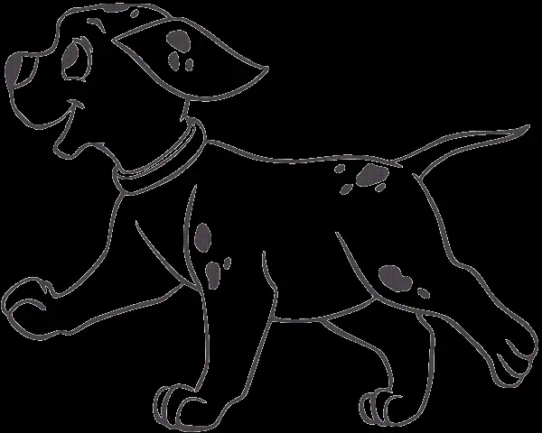 Happy Cartoon Dog Black and White Painting Wallpaper in PNG Format