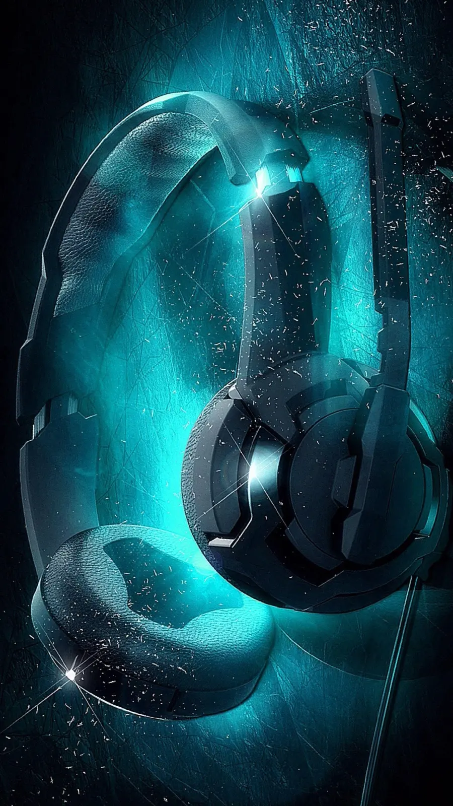 Image Fantasy Headphone Background with Neon Lights