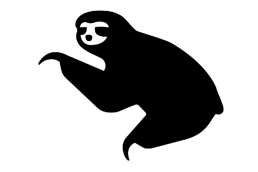 Sloth animal wallpaper in PNG format designed in black