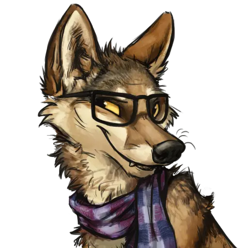 Cartoon wolf background photo with glasses and scarf