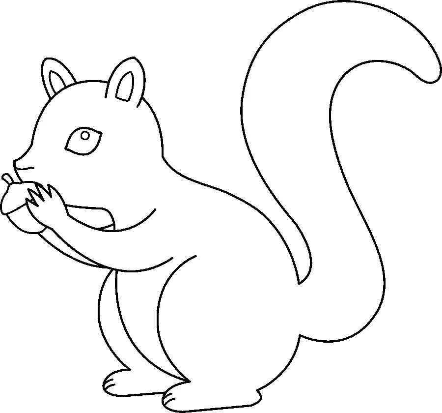 Download a simple drawing of a squirrel eating an acorn. 