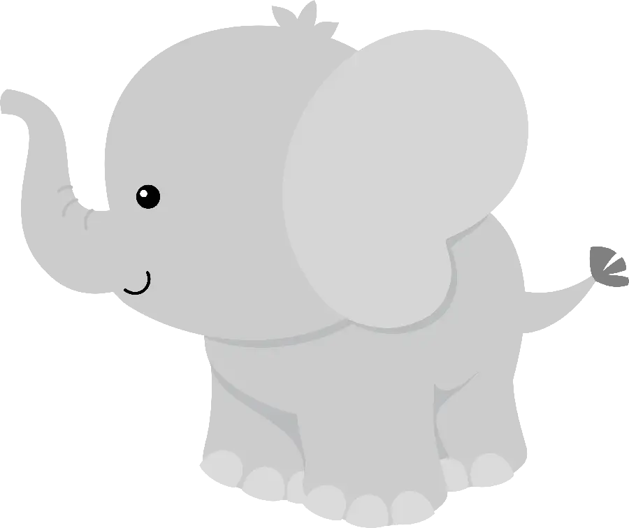 Simple Colored Cartoon Elephant PNG for Design