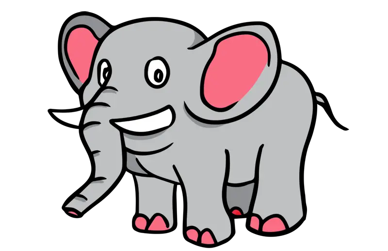 Cartoon elephant image without background for digital graphics