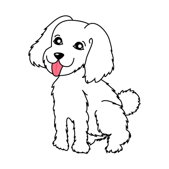 Black and white dog drawing PNG background image without color cute dog