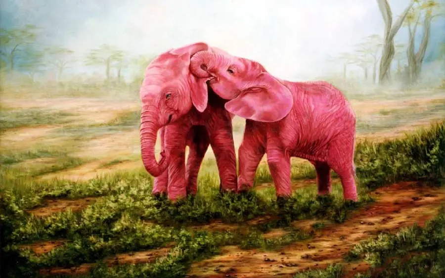 Download Romantic Pink Elephant Wallpaper