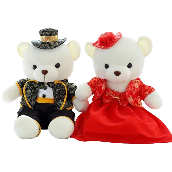 Cute Teddy Bear Couple PNG Image for Wedding Clip Art Design