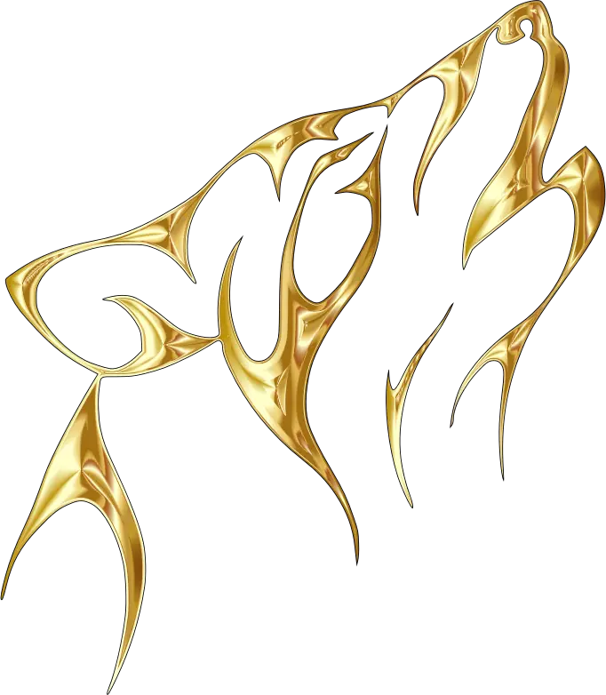 Stunning Golden Wolf Howling Drawing Stock Image PNG