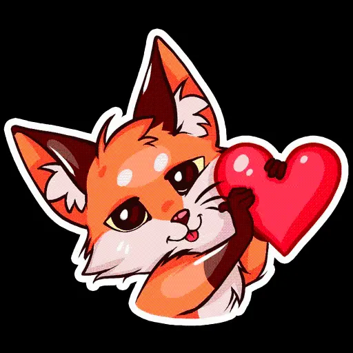 Download cute wallpaper of fox painting with cute red heart