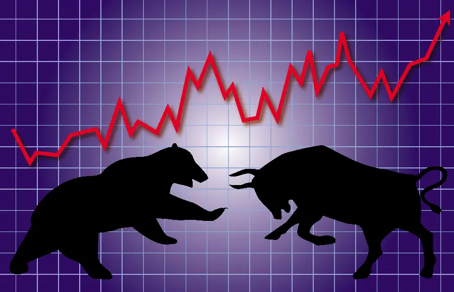 Interesting image of the confrontation between bulls and bears in the world of stock exchanges and stocks