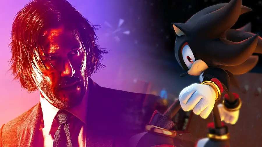 Download Sonic Black Shadow Photo with John Wick Keanu Reeves