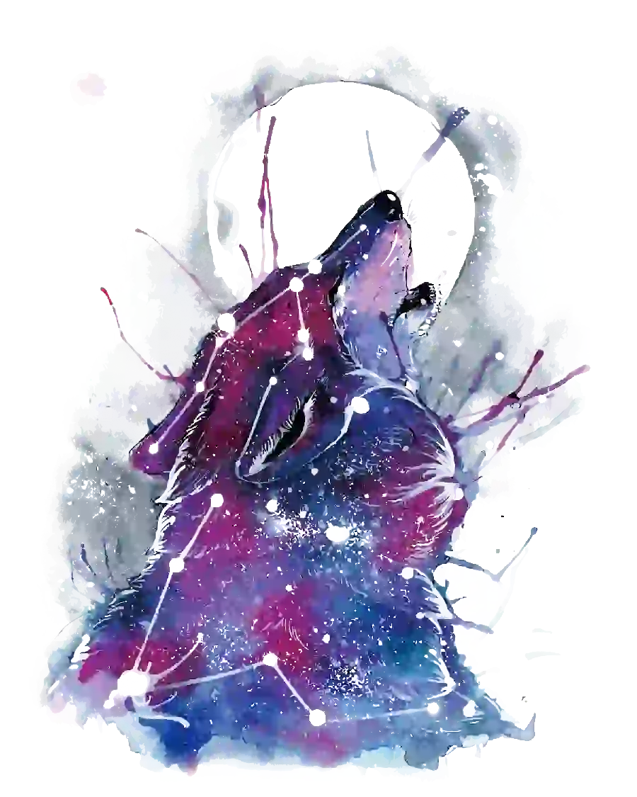 Fantasy wolf stock photo with bright colors png