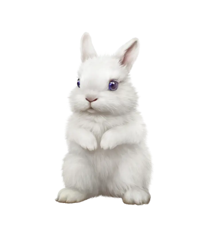 White and Googly Rabbit PNG Background