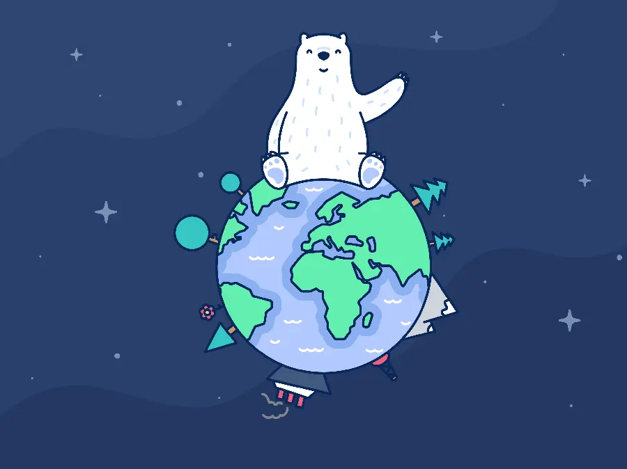 Polar Bear Concept Wallpaper on a Globe with Very High Quality