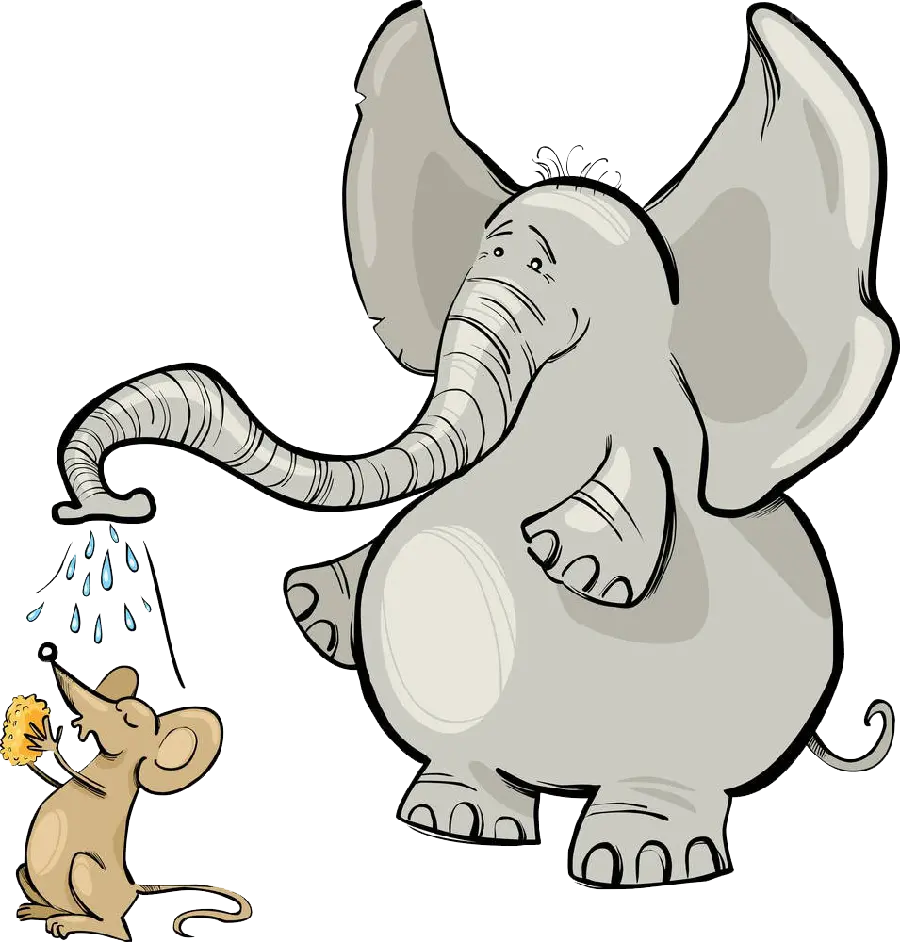 Free Download Cartoon Elephant Mouse PNG for Design