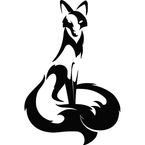 Black and White Fox Drawing PNG Wallpaper with Awesome Design