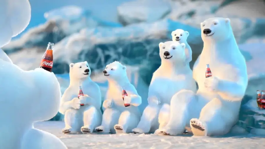 Digital photo of polar bear cubs for cola advertising