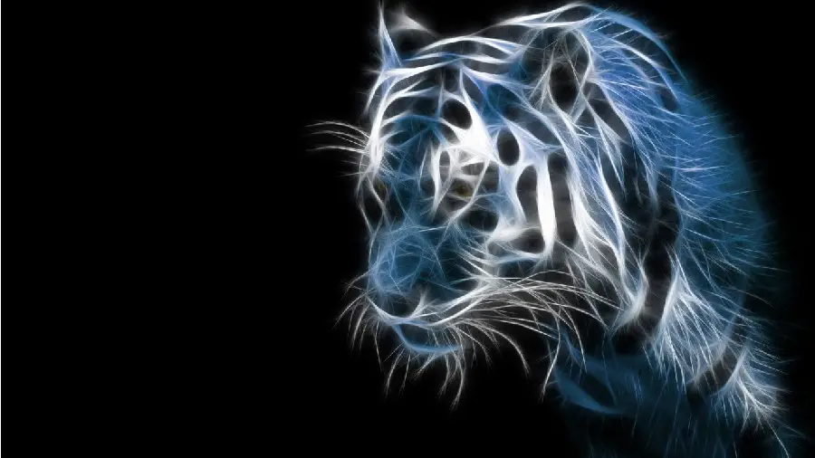 Download wallpaper of a white tiger with special neon colors 