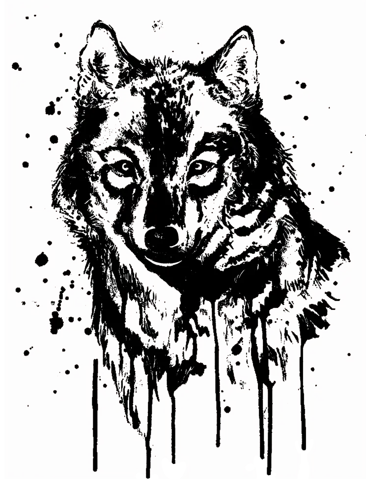 Black and white drawing of a dog for design and Photoshop
