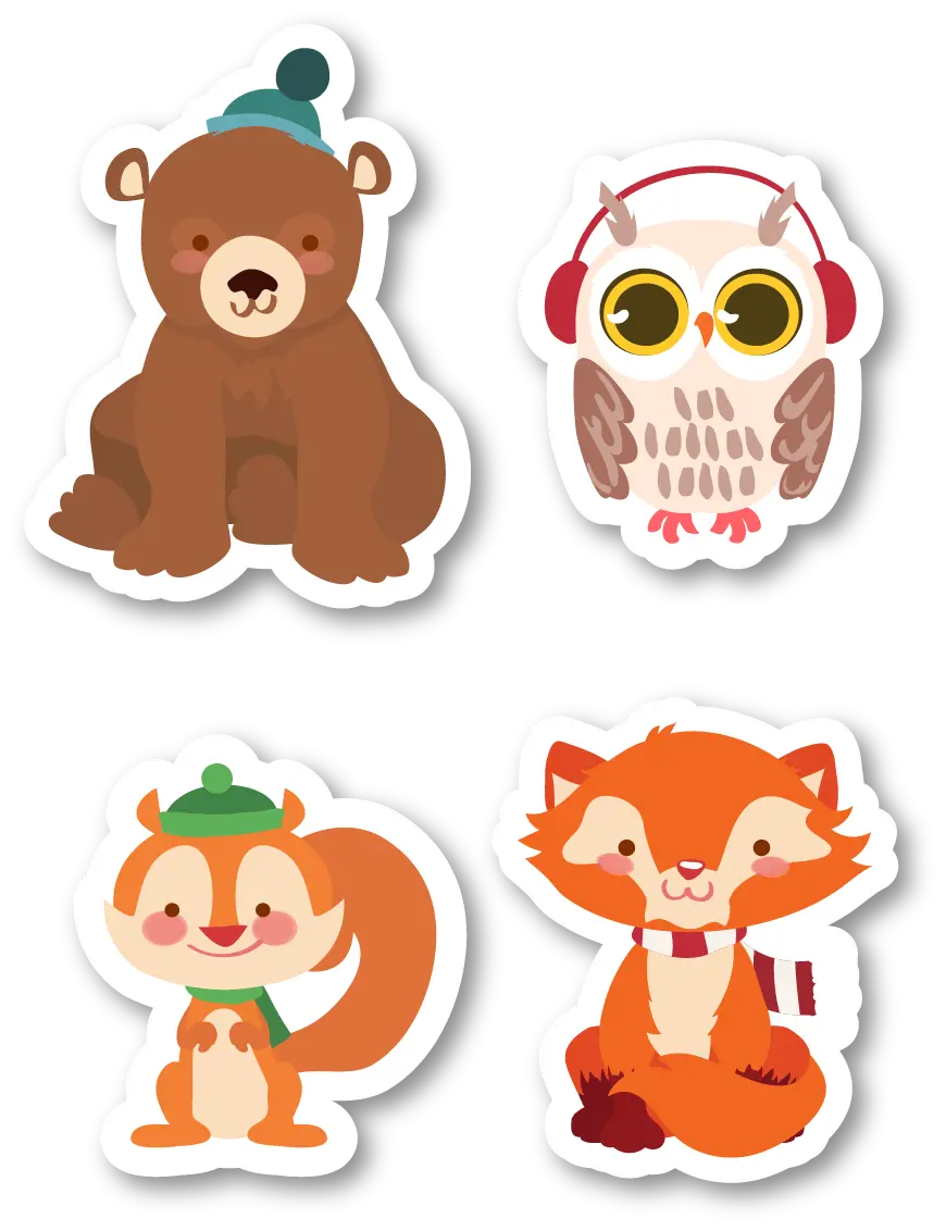 Download an image of cartoon forest animal stickers 