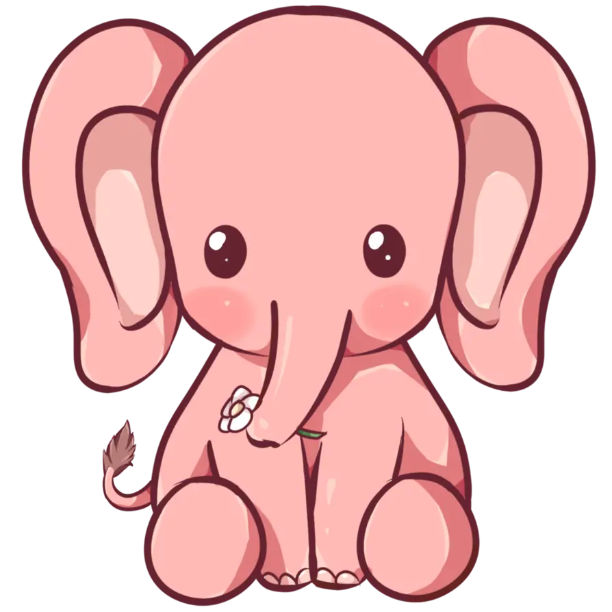 Cartoon Elephant PNG Pink Cutout