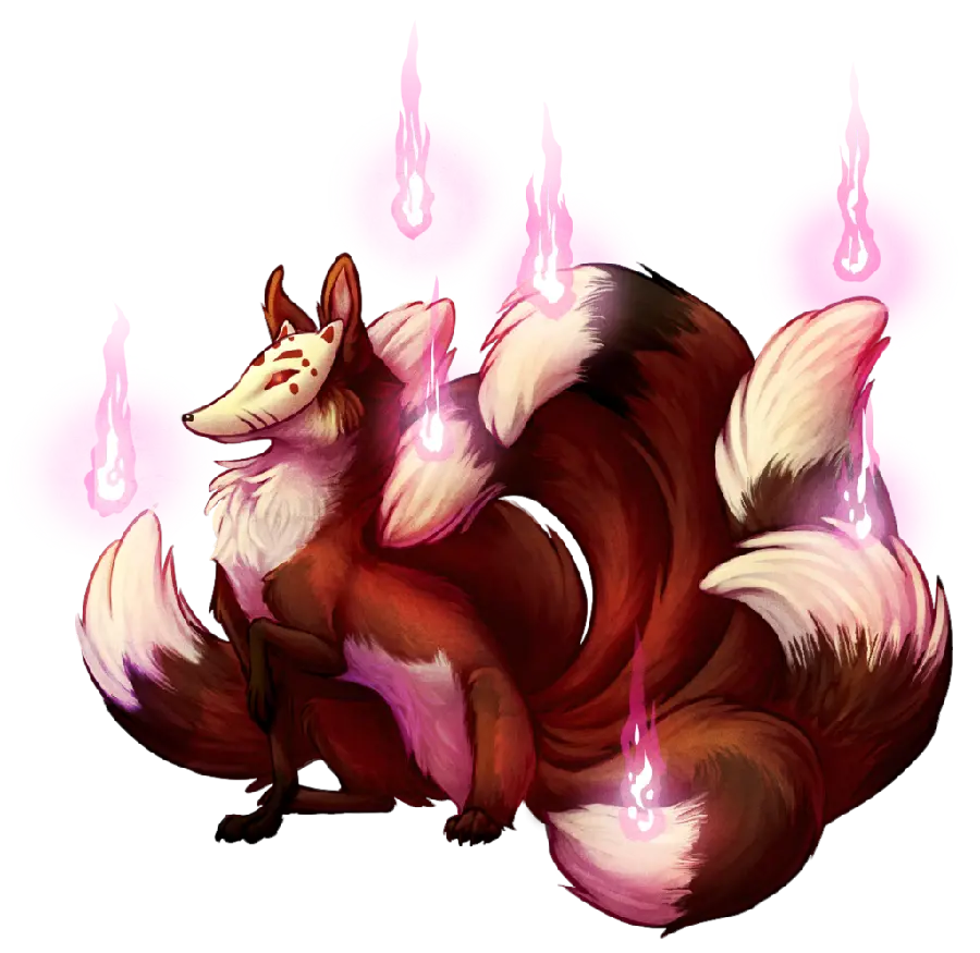The legendary and famous nine-tailed fox painting background image