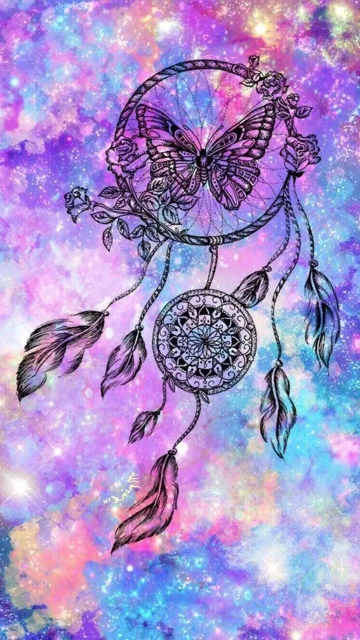 Special and cute background of a dream catcher with a butterfly design for iPhone