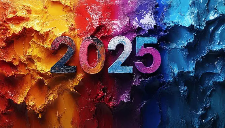 2025 HD Wallpaper with Red and Blue Colors