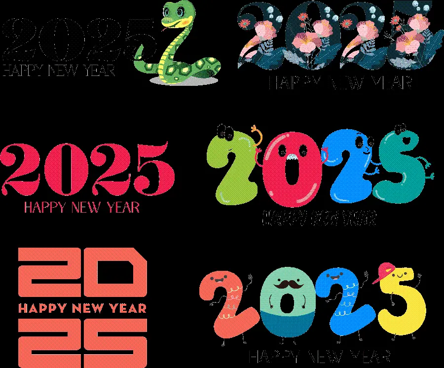 Download congratulations number year 2025 PNG images for digital designs and printing