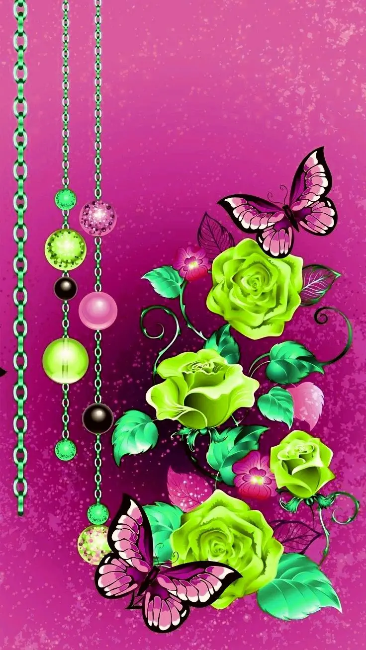 Wallpaper for iPhone and profile with a bold pink theme of a cute butterfly