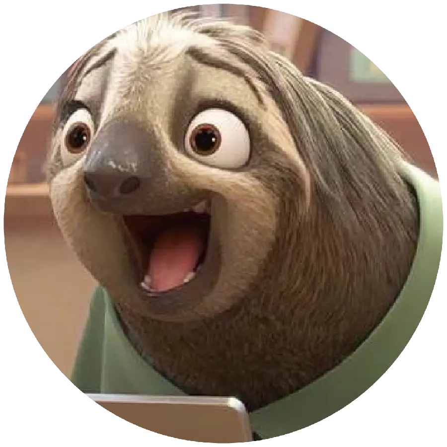 Profile image of sloth from Zootopia cartoon characters PNG