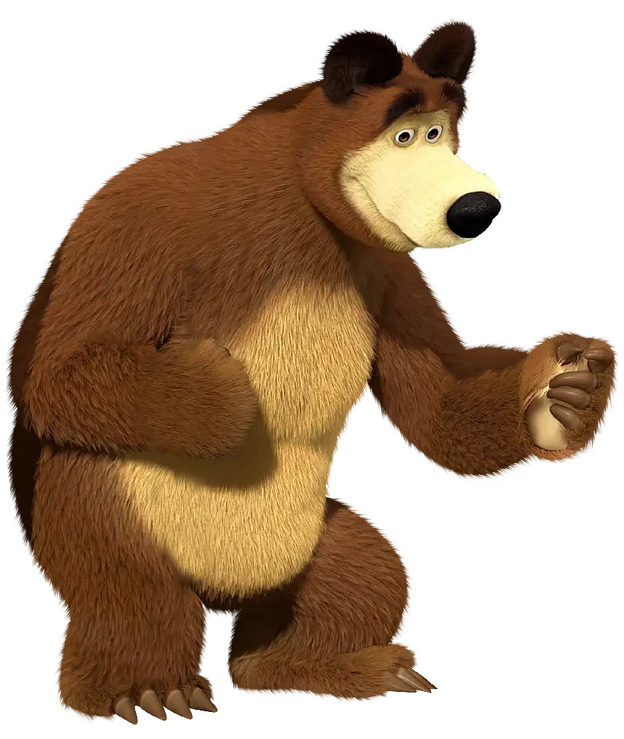 A telephoto image of a Masha and the Bear cartoon character drawing