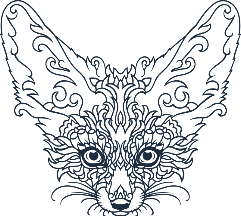 Download high resolution image of black and white fox painting PNG