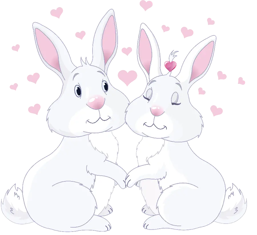 Romantic wallpaper of rabbit couple painting PNG