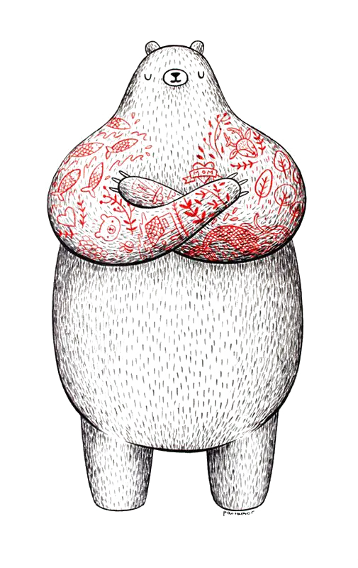 Beautiful background photo of a cartoon drawing of a bear for the phone