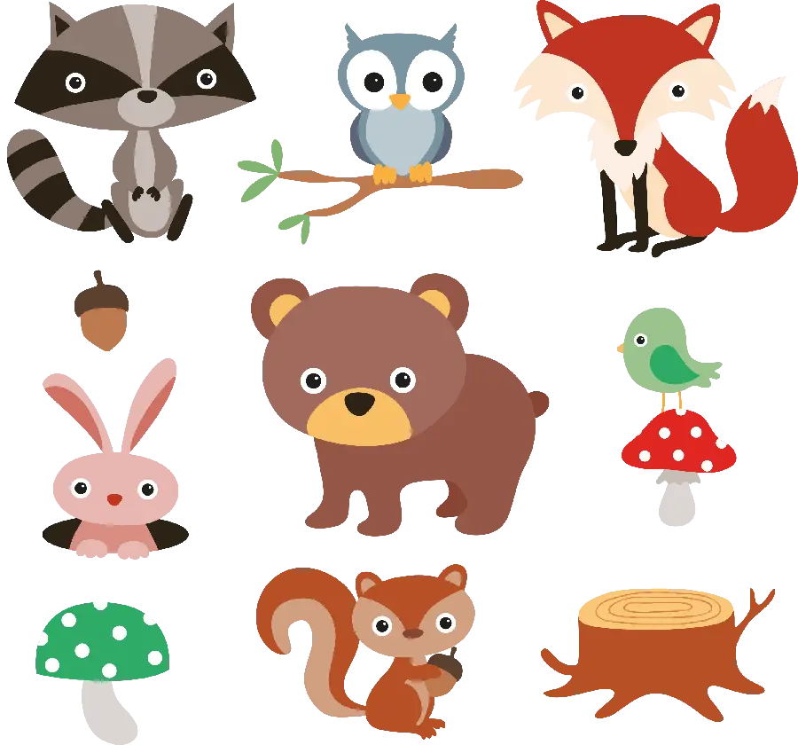 Download funny and special drawings of various forest animals together