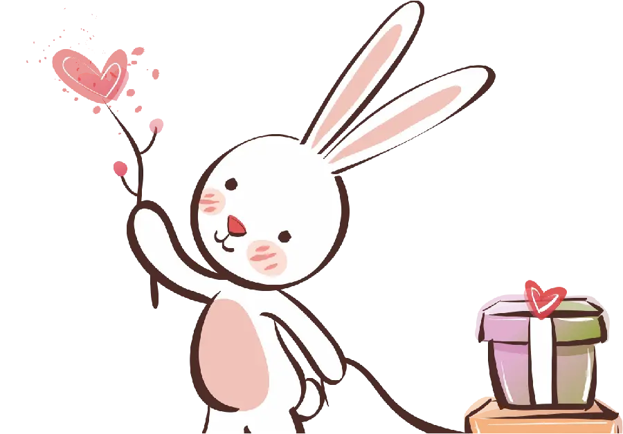 Beautiful background image of rabbit painting with birthday theme PNG