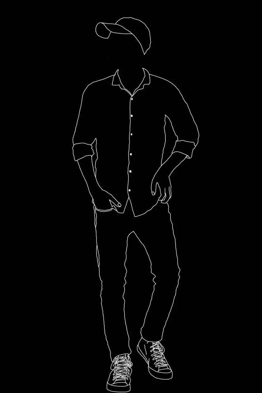 Black and white image From the male style drawing suitable for simple drawing and profile 