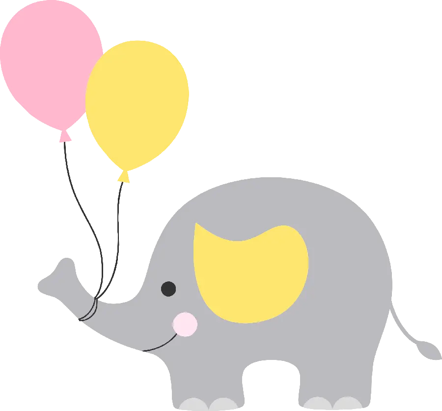 Colorful Cartoon Elephant Without Background for Graphic Projects