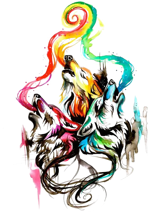 Watercolor dire wolf background image with special colors png